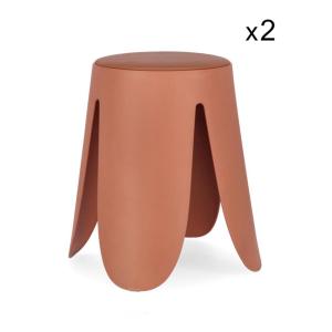Lot de 2 tabourets en polypropylène terre cuite