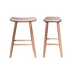 Lot de 2 tabourets en teck massif assise bouclette 65 cm