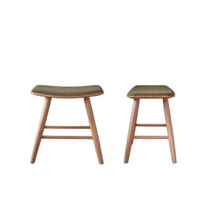 Lot de 2 tabourets en teck massif assise velours côtelé 45…