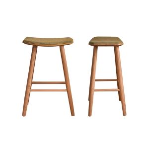 Lot de 2 tabourets en teck massif assise velours côtelé 65…