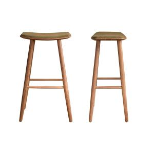 Lot de 2 tabourets en teck massif assise velours cotelé 75…