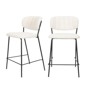 Lot de 2 tabourets en tissu bouclette pieds noirs H65cm - É…