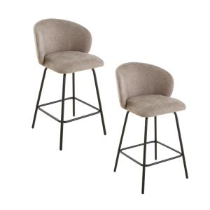 Lot de 2 tabourets en tissu chiné et pieds en métal H89 cm…