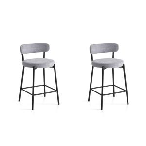 Lot de 2 tabourets hauts en tissu et métal gris 87×48×47 cm…