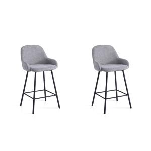 Lot de 2 tabourets hauts en tissu et métal gris 95×51×52 cm…