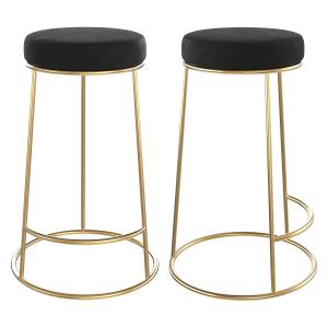 Lot de 2 tabourets pour îlot central 63 cm en velours noir