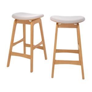 Lot de 2 tabourets pour îlot central 65,5 cm en bois et tis…