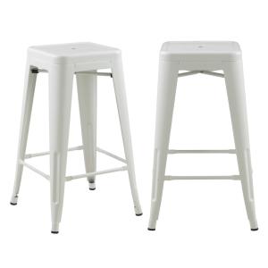 Lot de 2 tabourets pour îlot central 66 cm en métal blanc m…