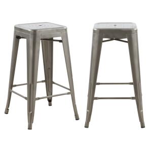 Lot de 2 tabourets pour îlot central 66 cm en métal chrome…