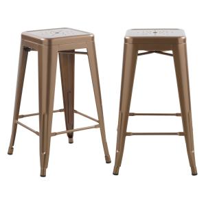 Lot de 2 tabourets pour îlot central 66 cm en métal cuivre…