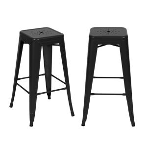 Lot de 2 tabourets pour îlot central 66 cm en métal noir ma…
