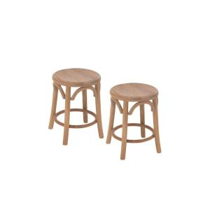 Lot de 2 tabourets rétro en teck naturel