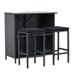 Lot de 2 tabourets   table haute vitré noir