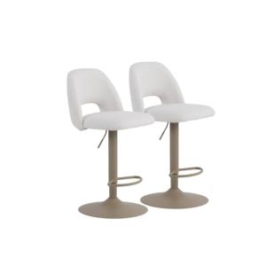 Lot de 2  tabourets, tapissés en chenille  crème