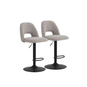 Lot de 2 tabourets, tapissés en chenille marron