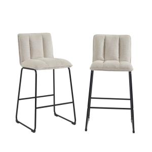Lot de 2 tabourets  tissu crème h75cm
