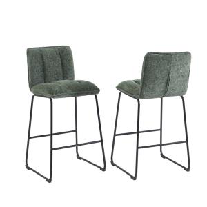 Lot de 2 tabourets  tissu vert pied h75cm
