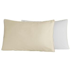 Lot de 2 taies bicolores en percale de coton  blanc/ficelle…