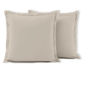 Lot de 2 taies carrées 100% coton - Beige crème - 63x63 cm