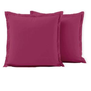 Lot de 2 taies carrées 100% coton - Fushia - 63x63 cm