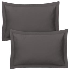 Lot de 2 taies d'oreiller 50x70 cm satin de coton anthracite