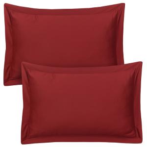 Lot de 2 taies d'oreiller 50x70 cm satin de coton bordeaux