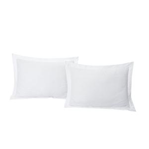 Lot de 2 Taies  d'oreiller 50x70 cm satin de coton rayé bla…