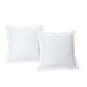 Lot de 2 Taies  d'oreiller 63x63 cm satin de coton rayé bla…