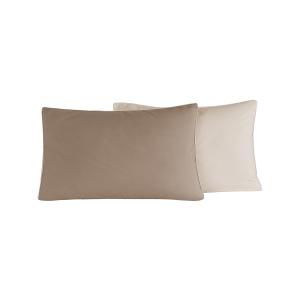 Lot de 2 taies d'oreiller bicolores en percal taupe/ficelle…