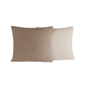 Lot de 2 taies d'oreiller bicolores en percal taupe/ficelle…