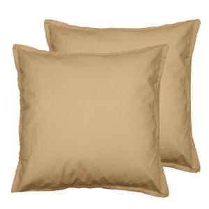 Lot de 2 taies d'oreiller en coton  moka 65x65 cm