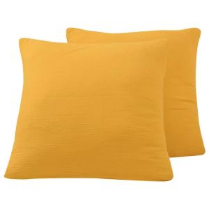 Lot de 2 taies d'oreiller en gaze de coton  caramel 65x65 cm