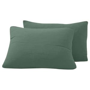 Lot de 2 taies d'oreiller en gaze de coton  lichen 50x70 cm