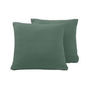 Lot de 2 taies d'oreiller en gaze de coton  lichen 65x65 cm