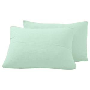 Lot de 2 taies d'oreiller en gaze de coton  menthe 50x70 cm