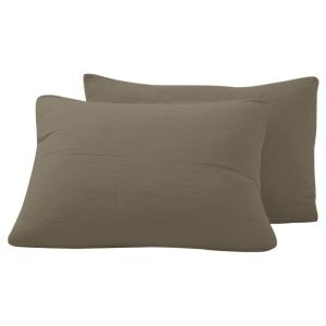 Lot de 2 taies d'oreiller en gaze de coton  noisette 50x70…