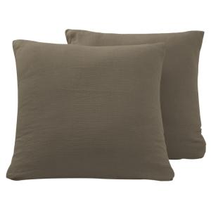 Lot de 2 taies d'oreiller en gaze de coton  noisette 65x65…