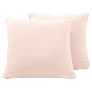 Lot de 2 taies d'oreiller en gaze de coton  poudre 65x65 cm