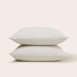 Lot de 2 taies d'oreiller en lin vert 65x65 cm