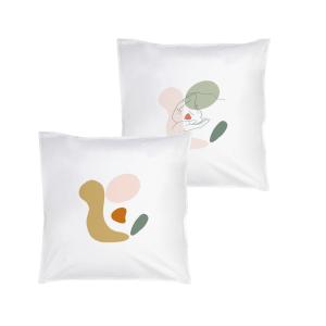 Lot de 2 Taies d'oreiller en percale de coton 65x65cm Multi…