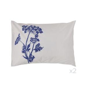 Lot de 2 taies d'oreiller en percale gris à motif 50 x 70 c…