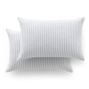 Lot de 2 taies d’oreiller jacquard coton à rayures gris cla…