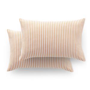 Lot de 2 taies d’oreiller jacquard en coton à rayures carre…