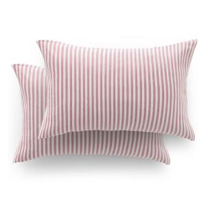 Lot de 2 taies d’oreiller jacquard en coton à rayures rose…