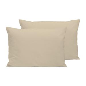 Lot de 2 taies d'oreiller percale de coton lin 50x75cm