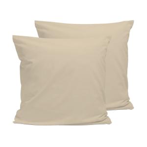 Lot de 2 taies d'oreiller percale de coton lin 65x65cm