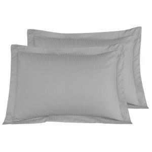 Lot de 2 taies d'oreiller rayées en satin de  gris acier 50…