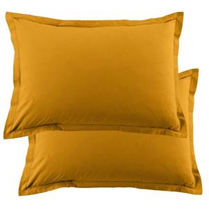 Lot de 2 taies d'oreiller rectangles coton jaune safran 50x…