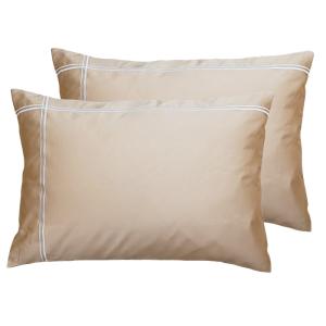 Lot de 2 taies d'oreiller satin de coton 120  moka 50x70 cm