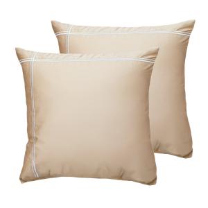 Lot de 2 taies d'oreiller satin de coton 120  moka 65x65 cm